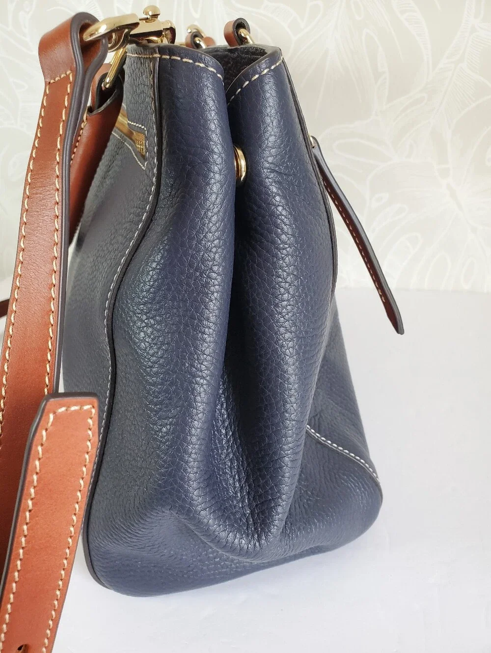 Dooney & Bourke Navy Blue Pebble Leather Satchel